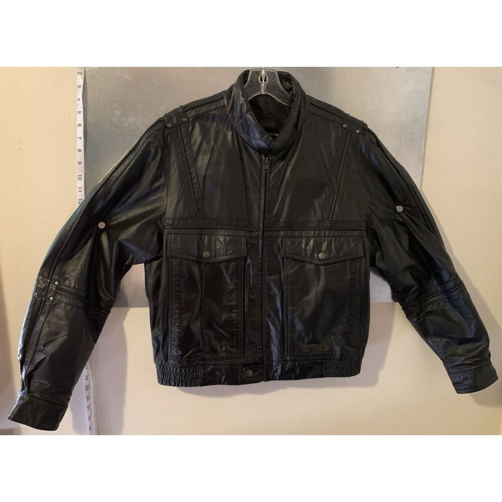 Motorcycle Jacket Insulated Studded Leather International Collection Sz42 Vtg - Picture 2 of 16